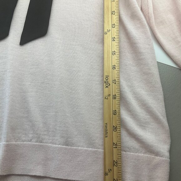 Talbots Pink Sweater Scalloped Peter Pan Collar Bow Merino Wool Old Money Preppy - Picture 6 of 12
